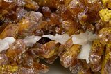 Vibrant Orpiment Crystal Cluster with Calcite - China #324449-1